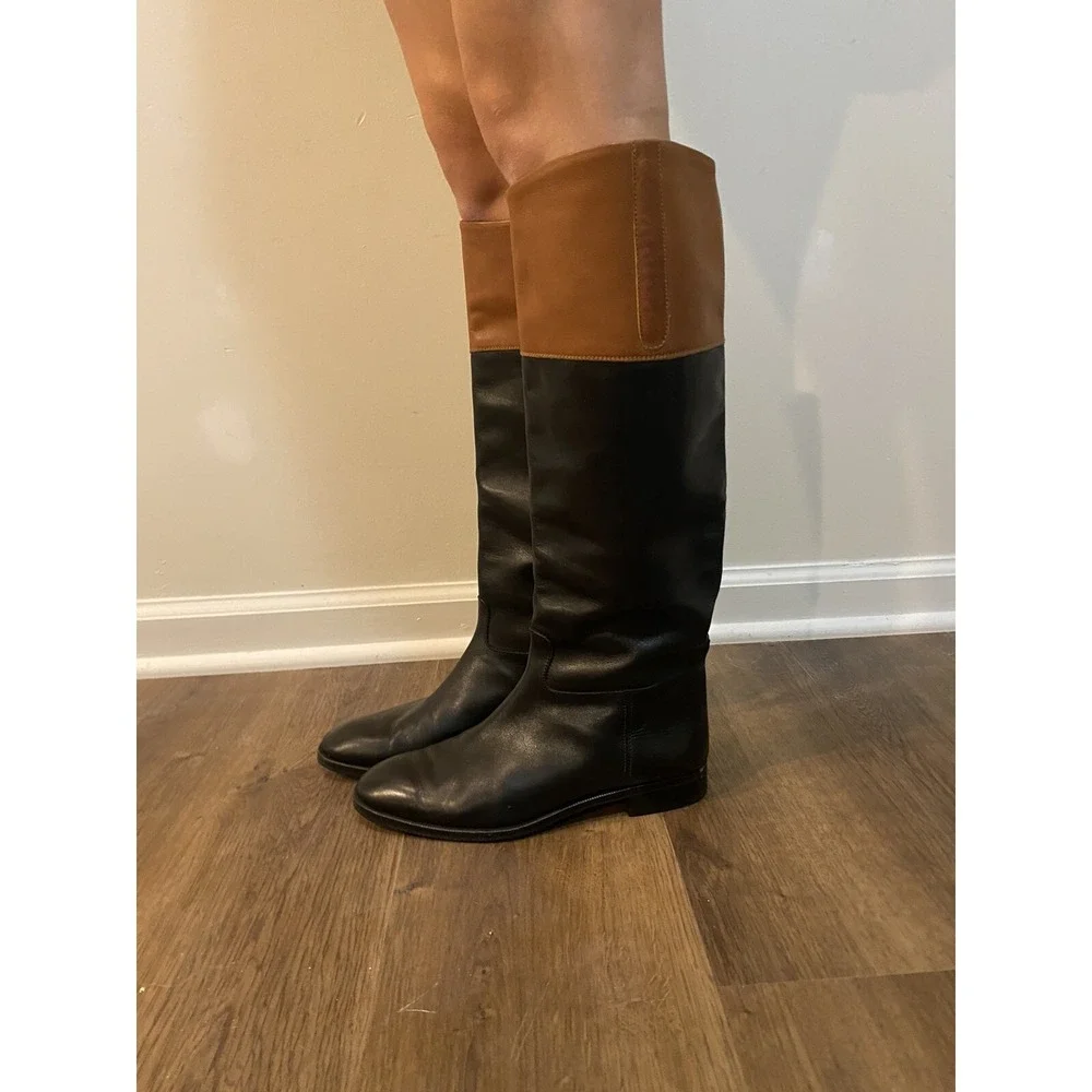 Gravati Black & Brown Knee‎ High Riding Boots Equestrian 8 Italy